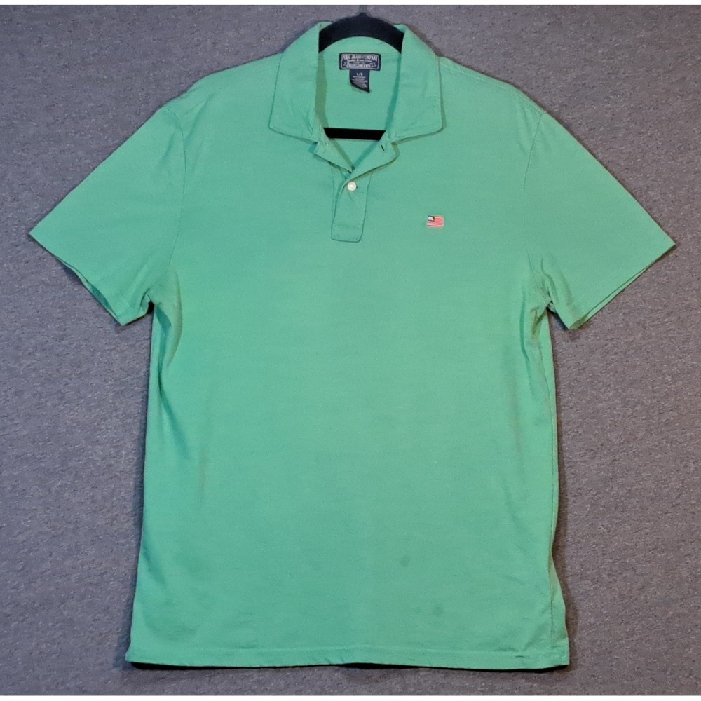 Polo Jeans Company Ralph Lauren Men's L/G Green Polo‎ Shirt US Flag RL Logo